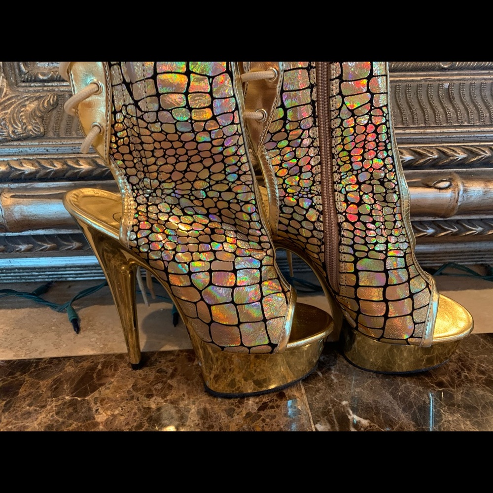 New Sexy Gold Pleaser Boots Size 5